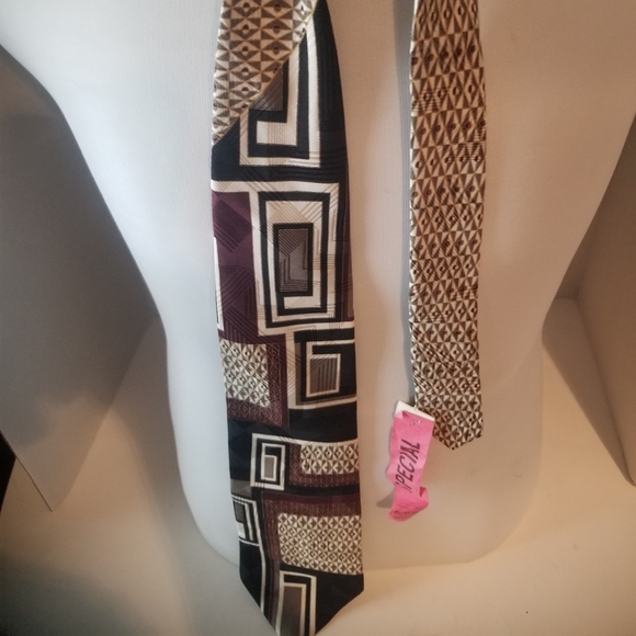 Vintage Gianfranco RUFFINI Made in Italy Black & Tan Tie - Picture 1 of 6